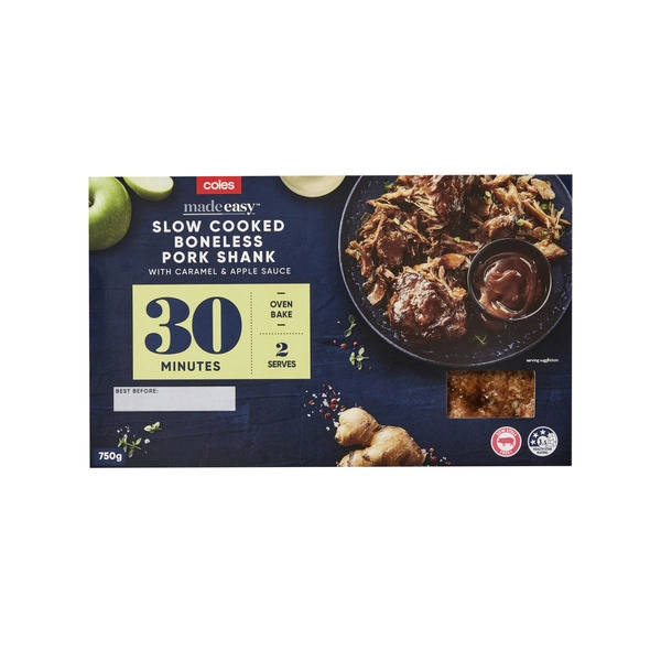 Coles Made Easy Slow Cooked Boneless Pork Shank With Caramel & Apple Sauce 750g