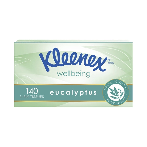 Kleenex 3Ply Wellbeing Facial Tissues Eucalyptus 140 pack