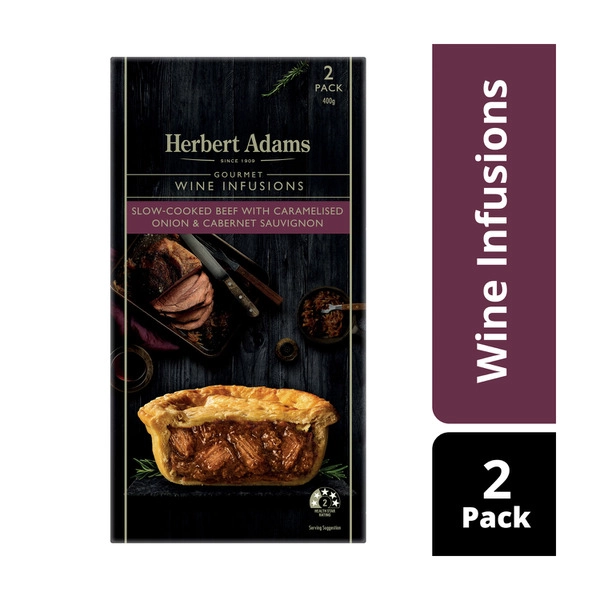 Herbert Adams Slow Cooked Beef Pie with Caramelised Onion With Cabernet Sauvignon 400g