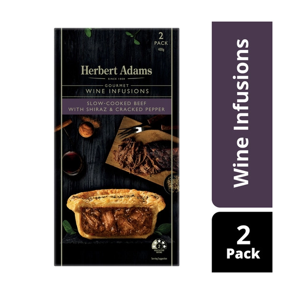 Herbert Adams Slow Cooked Beef Pie Shiraz With Cracked Pepper 400g