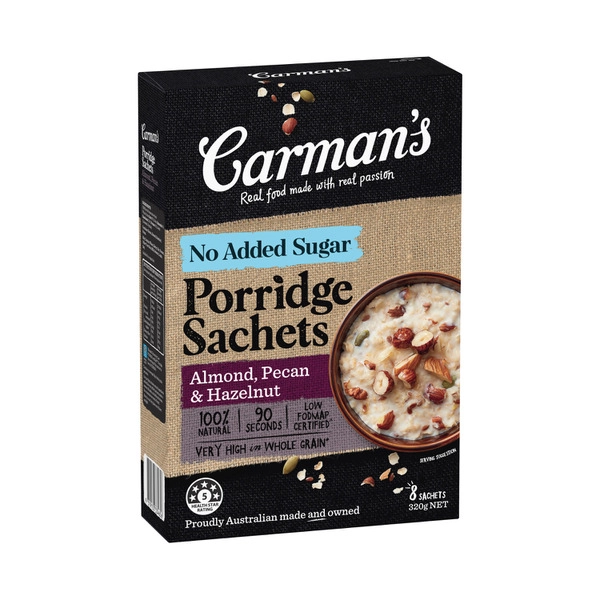 Carman's Porridge Sachets Almond Pecan & Hazelnut 8 Pack 320g