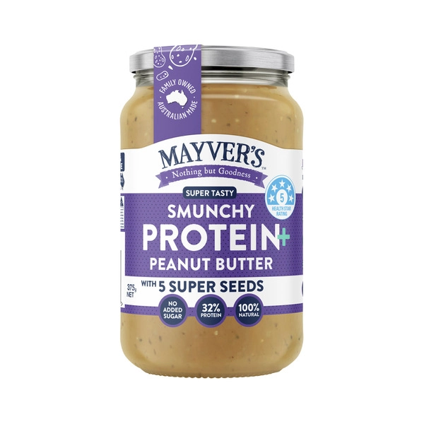 Mayvers Protein Plus Natural Peanut Butter With Five Seeds 375g