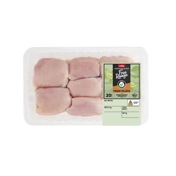 Coles RSPCA Approved Free Range Chicken Thigh Large Pack approx. 1.25kg