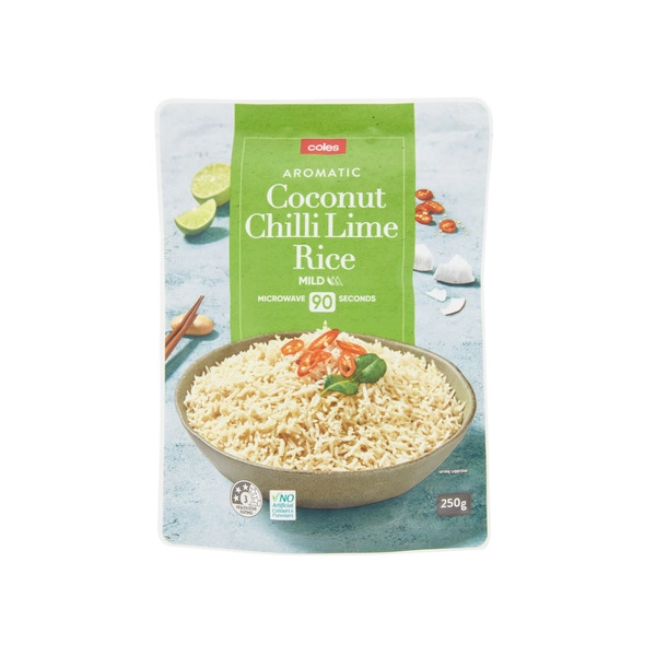 Coles Microwave Rice Pouch Coconut Chilli Lime 250g