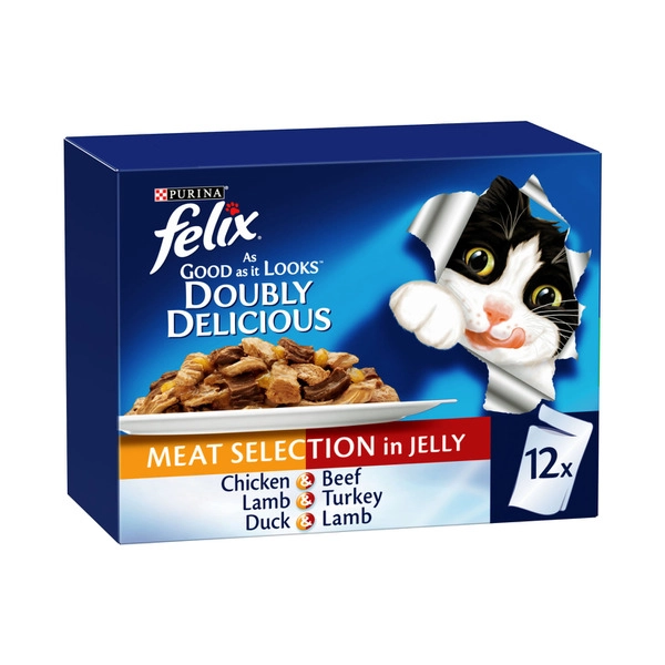 Felix Doubly Delicious FELIX DOUBLY DELICIOUS MEAT SELECTION IN JELLY CAT FOOD 12X85G 