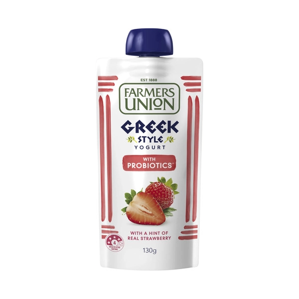 Farmers Union Greek Style Strawberry Yoghurt Pouch 130g