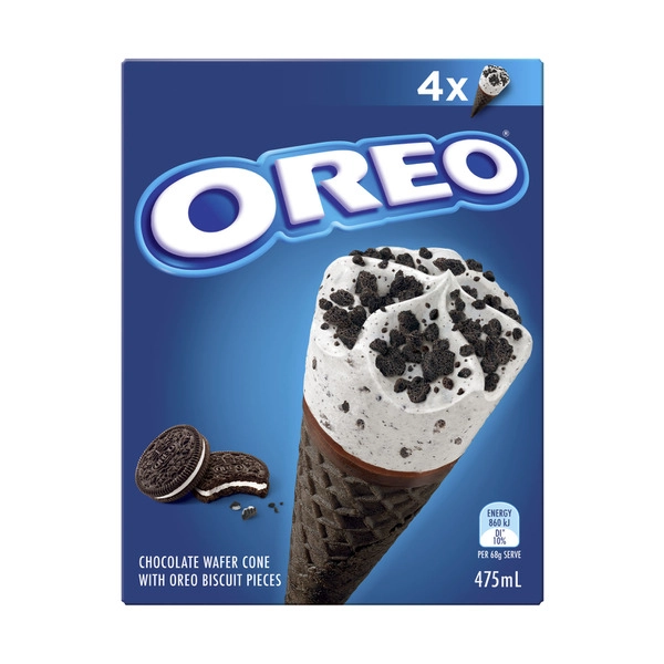 Oreo Ice Cream Cones 4 Pack 475mL