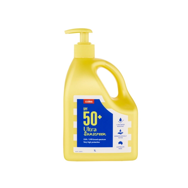 Coles SPF 50+ Sunscreen Ultra Pump 1L