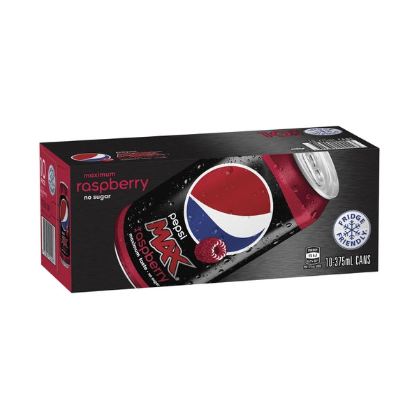 Pepsi Max Raspberry Soft Drink 375mL 10 pack