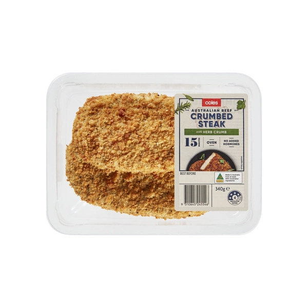 Coles No Added Hormone Beef Steak Crumbed 340g