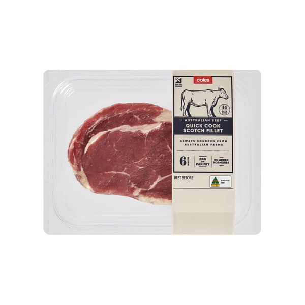 Coles No Added Hormone Beef Quick Cook Scotch Fillet Steak 170g