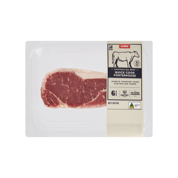 Coles No Added Hormone Beef Quick Cook Porterhouse Steak 180g