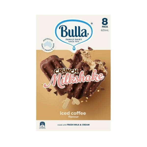 Bulla Crunch Milkshake Flavour Iced Coffee Limited Edition 8 Pack 631mL