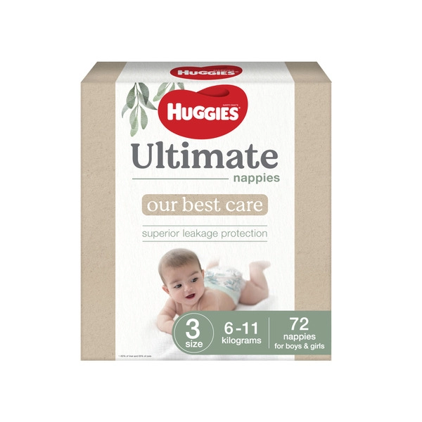 Huggies Ultimate Nappies Size 3 (6-11kg) 72 pack