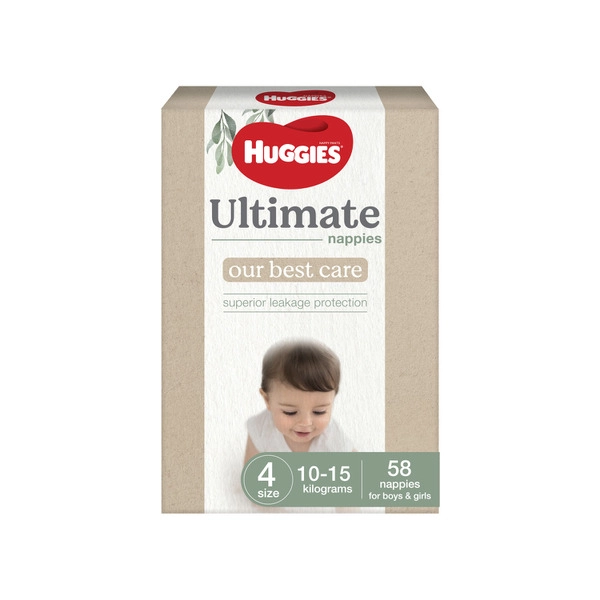 Huggies Ultimate Nappies Size 4 (10-15kg) 58 pack