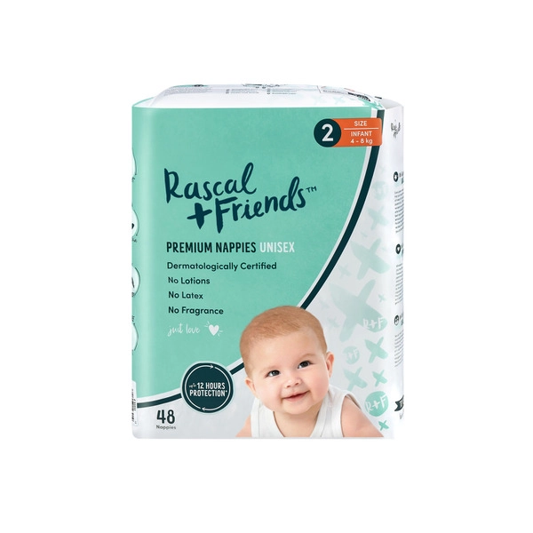 Rascals Premium Nappies Size 2 (4-8Kg) 48 Pack