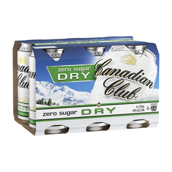 Canadian Club & Zero Sugar Dry Can 375mL 6 Pack