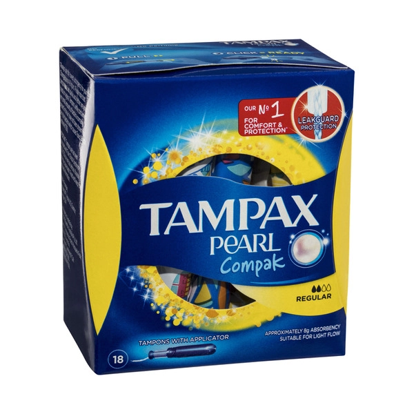 Tampax Pearl Compak Regular Tampon With Applicator 18 pack