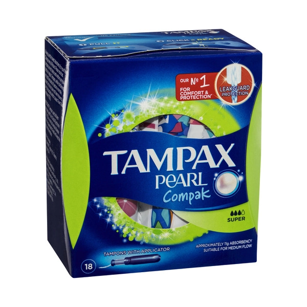 Tampax Pearl Compak Super Tampons With Applicator 18 pack