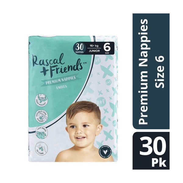 Rascals Premium Nappies Size 6 (15-20Kg) 30 Pack