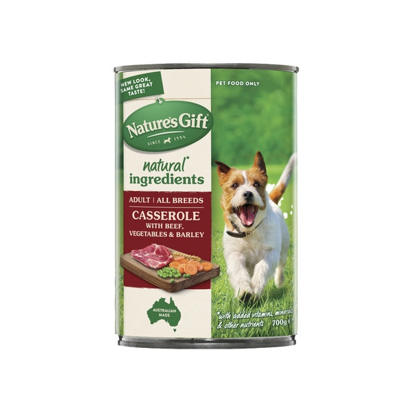 Nature's Gift Adult Wet Dog Food All Breeds Casserole Gravy Beef- Vegetables & Barley 700g