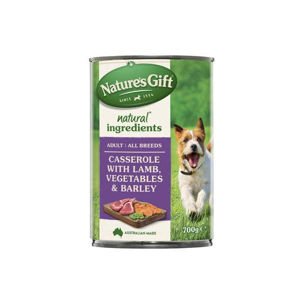 Nature's Gift Adult All Breeds Wet Dog Food Casserole Gravy Lamb Vegetables & Barley 700g