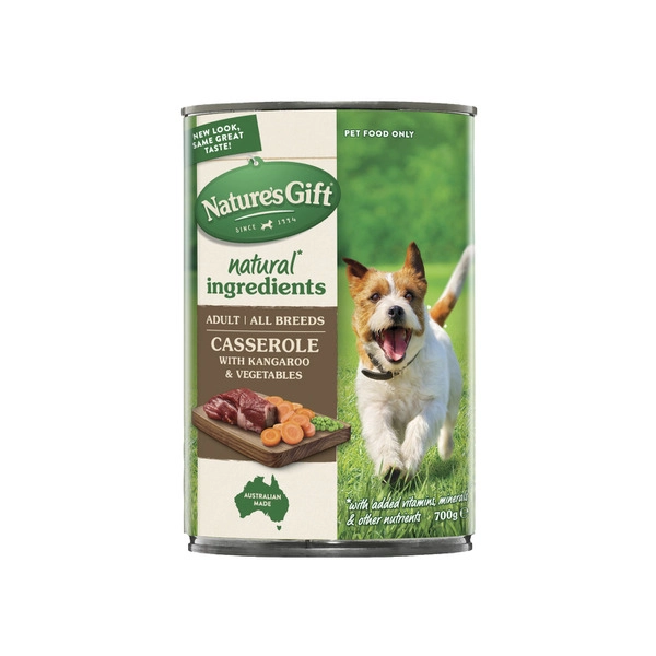 Nature's Gift Adult All Breeds Wet Dog Food Casserole Gravy Kangaroo & Vegetables 700g