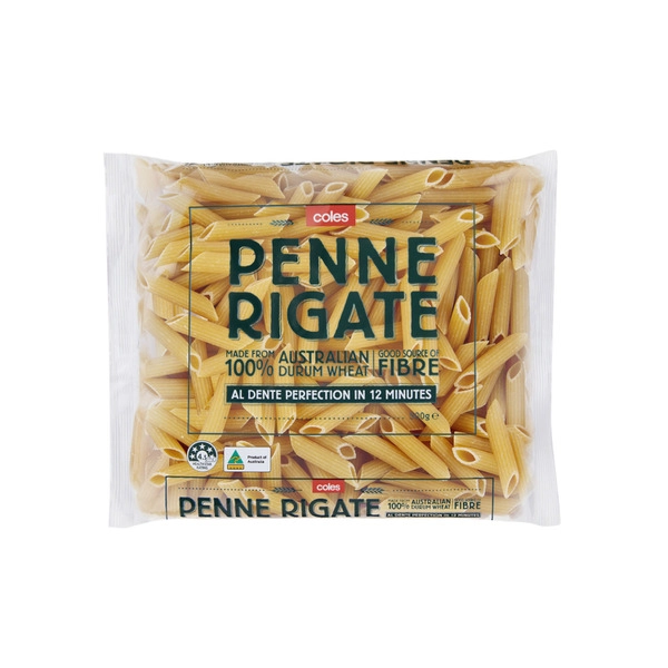 Coles Durum Wheat Pasta Penne Rigate 500g