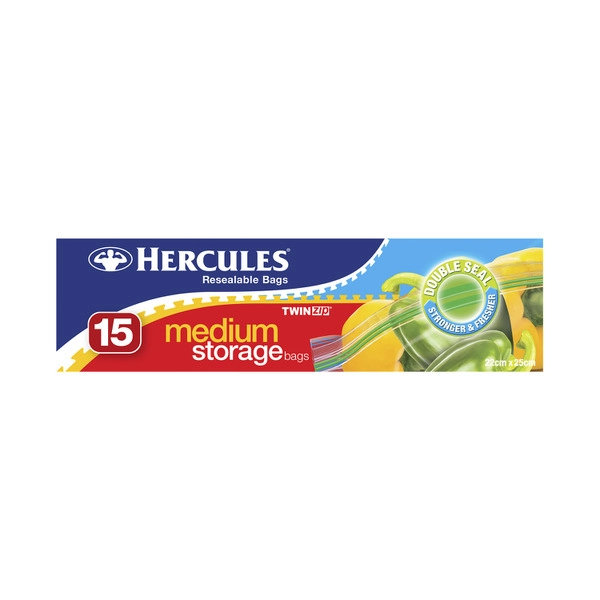 Hercules Twinzip Resealable Medium Storage Bags 15 pack