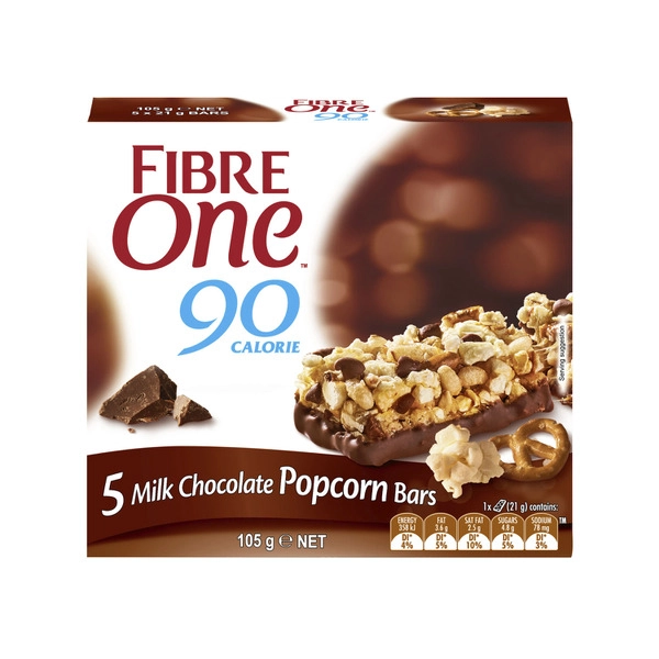 Fibre One Milk Chocolate Popcorn Bars 105g