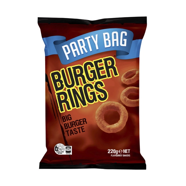 Burger Rings Burger Snacks Party Size Bag 220g