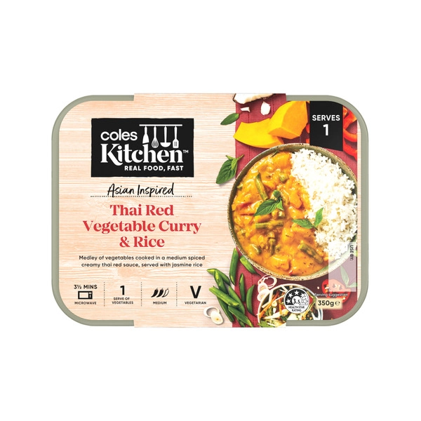 Coles Kitchen Thai Red Vegetable Curry & Rice 350g