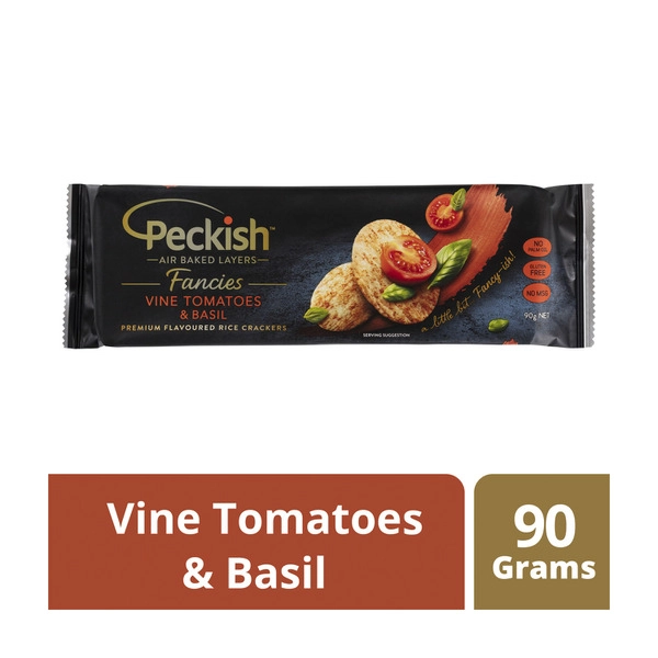 Peckish Gluten Free Fancies Vine Tomatoes & Basil Rice Crackers 90g