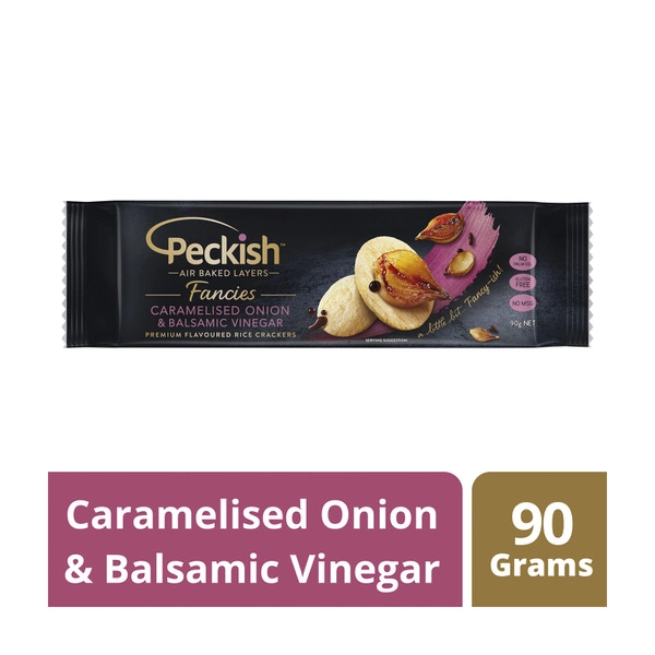 Peckish Gluten Free Fancies Caramelised Onion & Balsamic Vinegar Rice Crackers 90g