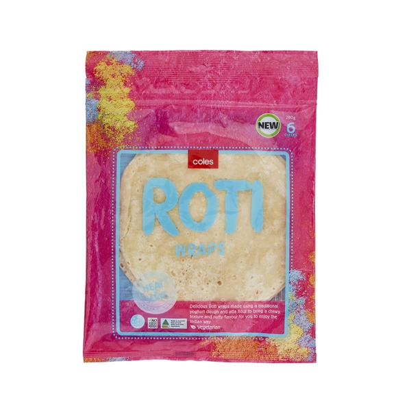 Coles Indian Roti Plain 6 Pack 280g