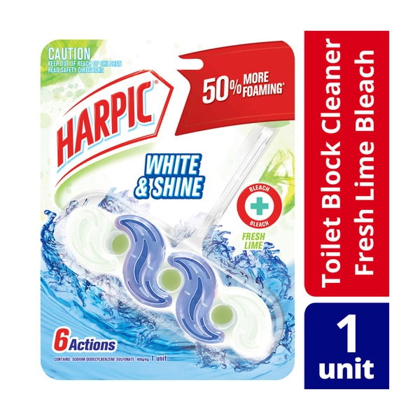 Harpic White & Shine Itb HARPIC WHITE & SHINE LIME TOILET CLEANER BLOCK 39G 