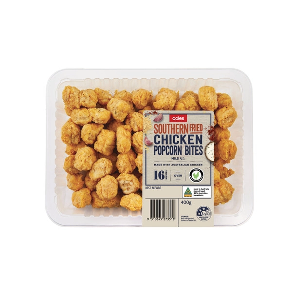 Coles RSPCA Approved Chicken Popcorn Southern Fried 400g