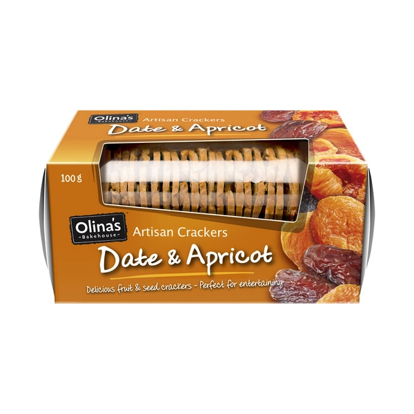 Olina's Artisan Crackers Biscuits Date & Apricot 100g