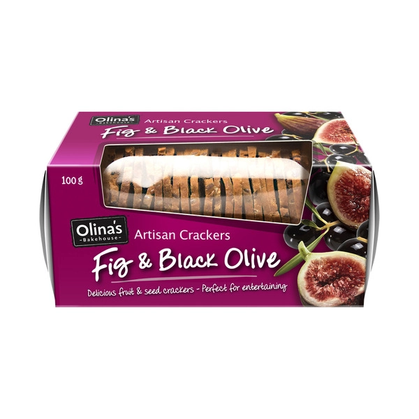 Olina's Artisan Cracker Biscuits Fig & Black Olive 100g