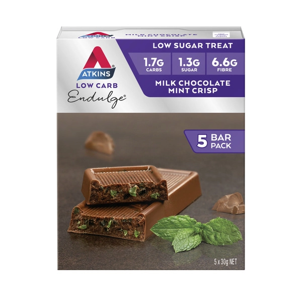 Atkins Low Carb Endulge Bar Milk Chocolate Mint Crisp 5X30g 150g