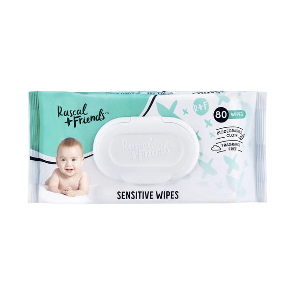 Rascals Sensitive Baby Wipes Biodegradable  80 pack