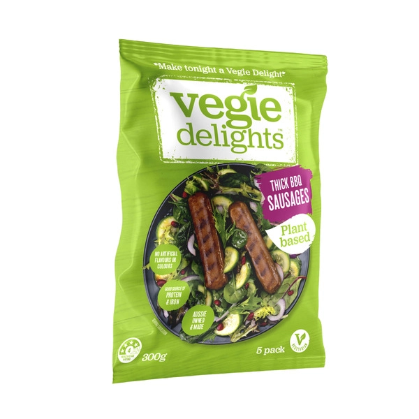 Vegie Delights Plant Based Thick BBQ Sausages 300g