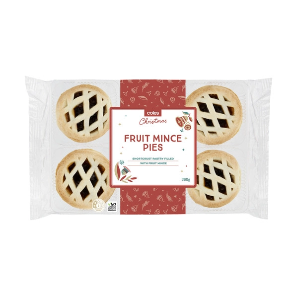 Coles Christmas Lattice Fruit Mince Pies 6 Pack 360g