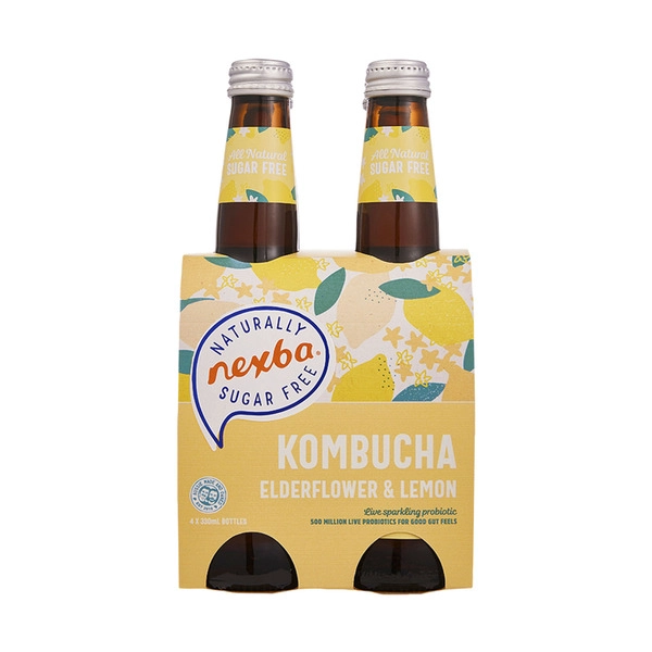 Nexba Kombucha Elderflower And Lemon 4x330mL 4 pack