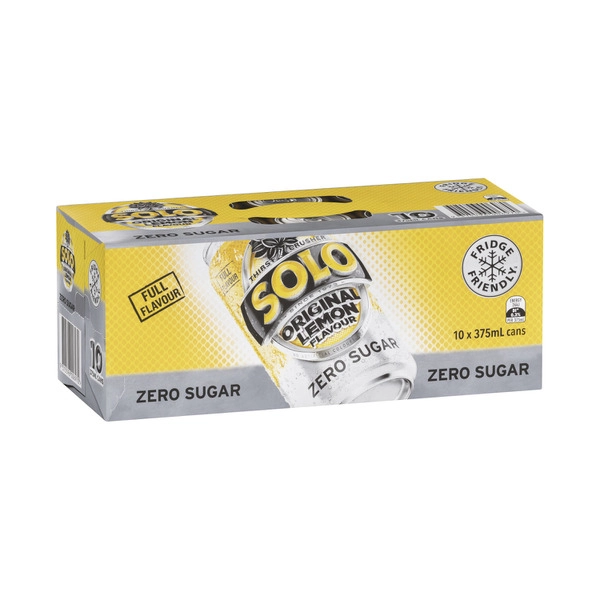 Solo Zero Sugar. SOLO SOFT DRINK LEMON / ZERO SUGAR 10X375ML 