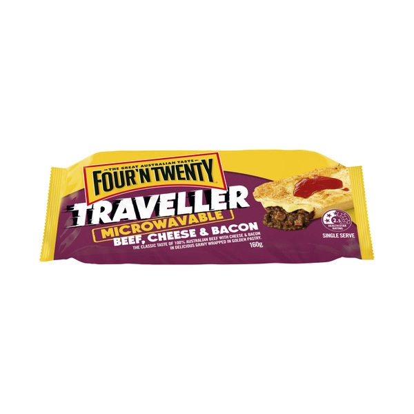 Four N Twenty Traveller Microwavable Beef Cheese & Bacon Pie 160g