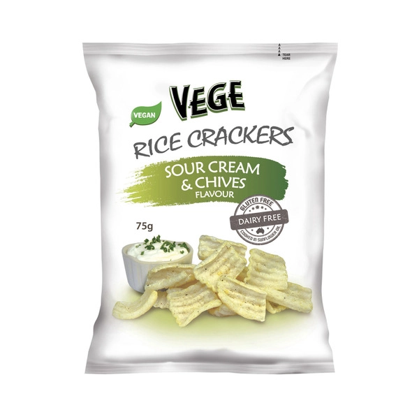 Vege Chips Rice Crackers Sour Cream & Chives 75g