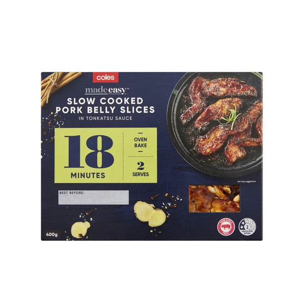 Coles Made Easy Slow Cooked Pork Belly Slices In Tonkatsu Sauce 400g