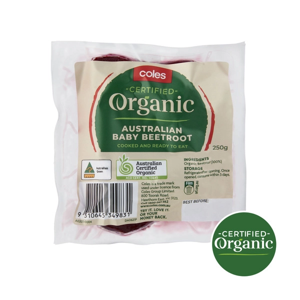 Fresh COLES ORGANIC BABY:BEETROOT:.:250 GRAM 