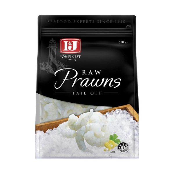 I&J Frozen Raw Prawns Tail Off 500g